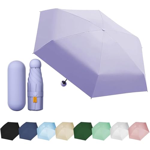 EEPLUYTY Mini-Regenschirm, Sechs-Knochen-Regenschirm, UV-Schutz-Regenschirm, Sonnenschutz-Regenschirm für den Außenbereich, Regen- oder Sonnenschein-Regenschirm, praktisch und tragba（hellviolett） von EEPLUYTY