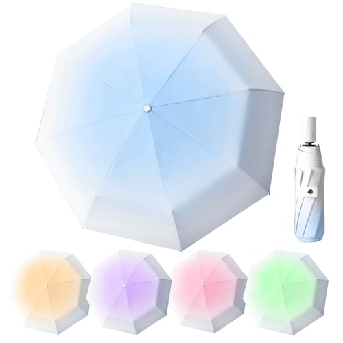 EEPLUYTY Regenschirme, Automatischer Regenschirm, Taschenschirm Auf-Zu-Automatik Mit 8 Rippen, Regenschirm Sturmfest, Regenschirm Mit Uv Schutz, Automatisches Öffnen Und Schließen (Blau) von EEPLUYTY