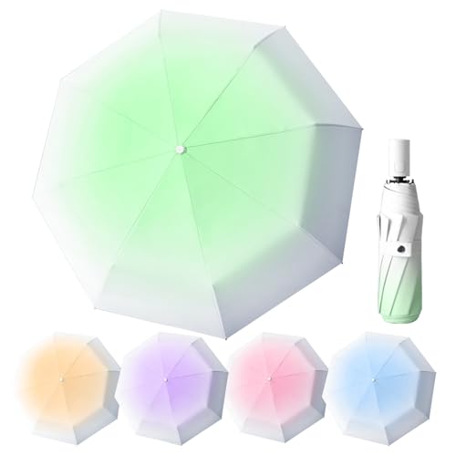 EEPLUYTY Regenschirme, Automatischer Regenschirm, Taschenschirm Auf-Zu-Automatik Mit 8 Rippen, Regenschirm Sturmfest, Regenschirm Mit Uv Schutz, Automatisches Öffnen Und Schließen (Grün) von EEPLUYTY
