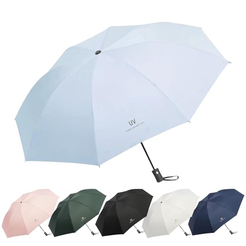 EEPLUYTY Regenschirme, Automatischer Regenschirm, Taschenschirm Auf-Zu-Automatik Mit 8 Rippen, Regenschirm Sturmfest, Regenschirm Mit Uv Schutz, Leicht und stark (Blau) von EEPLUYTY