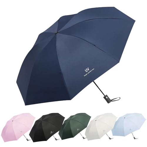 EEPLUYTY Regenschirme, Automatischer Regenschirm, Taschenschirm Auf-Zu-Automatik Mit 8 Rippen, Regenschirm Sturmfest, Regenschirm Mit Uv Schutz, Leicht und stark (Marineblau) von EEPLUYTY