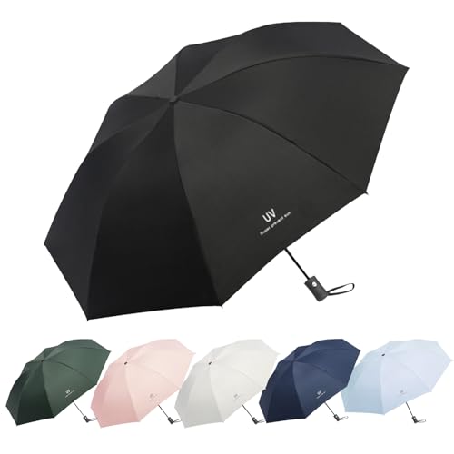EEPLUYTY Regenschirme, Automatischer Regenschirm, Taschenschirm Auf-Zu-Automatik Mit 8 Rippen, Regenschirm Sturmfest, Regenschirm Mit Uv Schutz, Leicht und stark (Schwarz) von EEPLUYTY