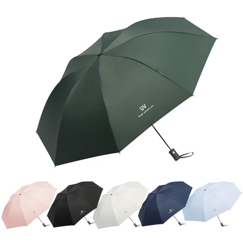 EEPLUYTY Regenschirme, Automatischer Regenschirm, Taschenschirm Auf-Zu-Automatik Mit 8 Rippen, Regenschirm Sturmfest, Regenschirm Mit Uv Schutz, Leicht und stark (dunkelgrün) von EEPLUYTY