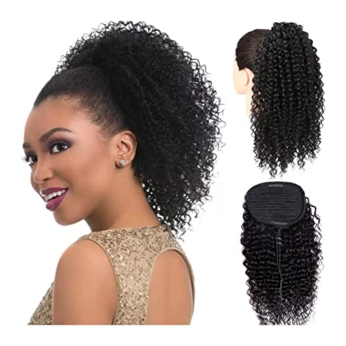 Damen-Haarknoten Shaggy Locken Pferdeschwanz brasilianisches Echthaar 10-28 Zoll mit Kordelzug Haarkamm Pferdeschwanz Haarverlängerung für schwarze Frauen Haarteil für Damen-Haarknoten Shaggy Locken Pferdeschwanz brasilianisches Echthaar 10-28 Zoll mit Kordelzug Haarkamm Pferdeschwanz Haarverlängerung für schwarze Frauen Haarteil für von EERINESS