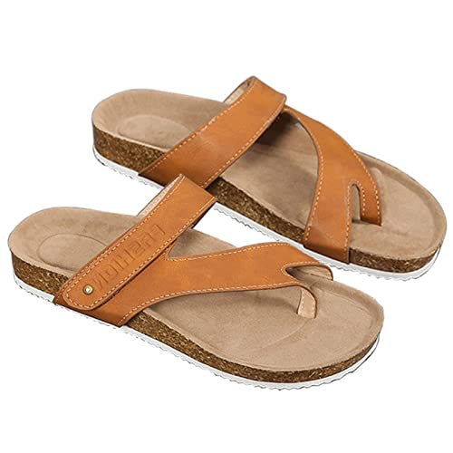 EEUK Hallux valgus sandalen PU leder damen, zehenkorrektur großer zeh schuhe Zehentrenner Sandalen Bequeme Hausschuhe Sommerschuhe rutschfeste Badelatschen Flip Flops Freizeit von EEUK