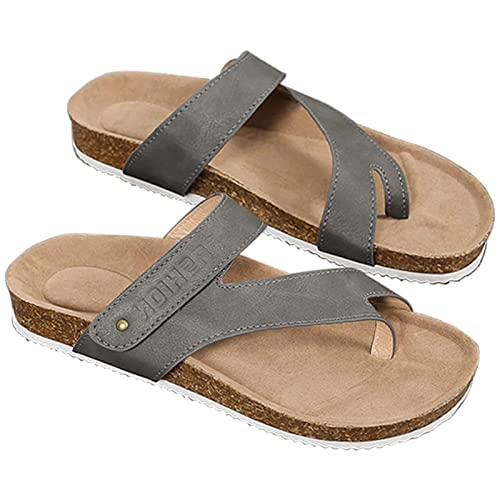 EEUK Hallux valgus sandalen PU leder damen, zehenkorrektur großer zeh schuhe Zehentrenner Sandalen Bequeme Hausschuhe Sommerschuhe rutschfeste Badelatschen Flip Flops Freizeit von EEUK