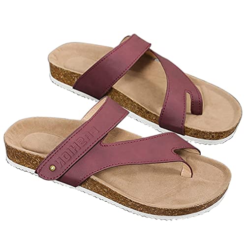 EEUK Hallux valgus sandalen PU leder damen, zehenkorrektur großer zeh schuhe Zehentrenner Sandalen Bequeme Hausschuhe Sommerschuhe rutschfeste Badelatschen Flip Flops Freizeit von EEUK