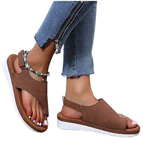 Plateau sandalen damen sommer, Hallux valgus schuhe damen orthopädisch aus PU-Leder rutschfeste Elegante Sandalen mit Fasciitis-Sohlen für Hallux Valgus Bunion von EEUK