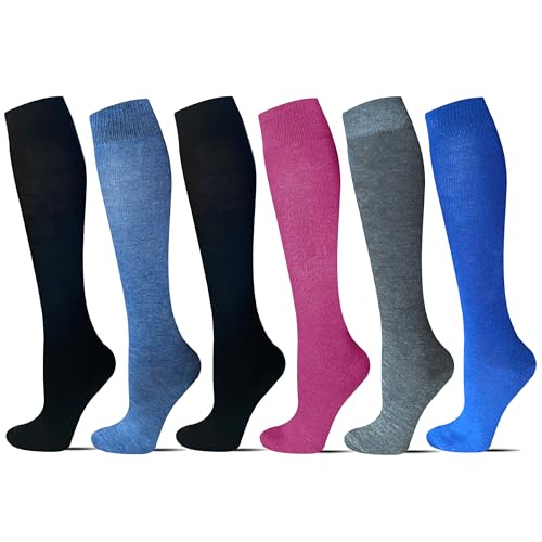 EEWEN 6 Paar Laufsocken Thermo Kniestrümpfe für Damen warm Stützstrümpfe Reisestrümpfe Radsport Karomuster (DE/NL/SE/PL, Numerisch, 39, 42, Regular, Regular, 6 Paar Thermo Modell 2) von EEWEN