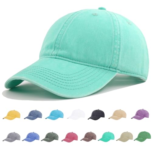 EEYON Baseballkappen im Vintage-Stil, gewaschene Baumwolle, einfarbig, verstellbar, unstrukturiert, weich, blanko, lässig, für Damen und Herren, mint, M/L EEYON Baseballkappen im Vintage-Stil, gewaschene Baumwolle, einfarbig, verstellbar, unstrukturiert, weich, blanko, lässig, für Damen und Herren, mint, M/L von YEANIY