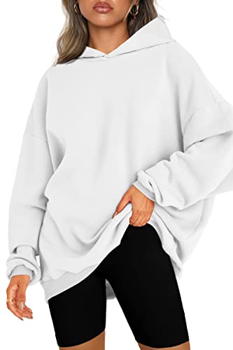 EFAN Damen-Kapuzenpullover, übergroß, Fleece, Kapuzenpullover, Tops, Pullover, lässig, bequem, Herbst, modische Outfits, Kleidung 2024, Weiss/opulenter Garten, S von EFAN