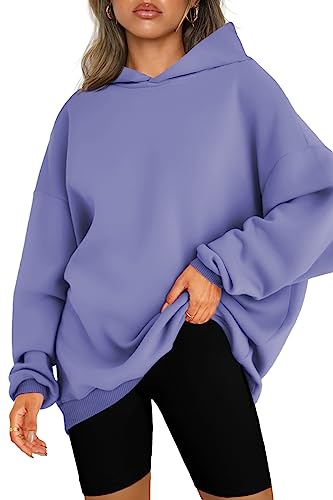 EFAN Damen Oversized Hoodies Sweatshirts Fleece Kapuzenpullover Tops Pullover Casual Comfy Herbst Mode Outfits Kleidung 2023, Blauviolett, M von EFAN