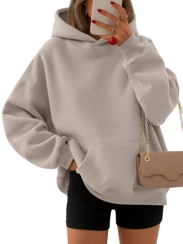 EFAN Y2k Damen-Kapuzenpullover, übergroße Sweatshirts, Fleecepullover, langärmelig, mit Taschen, Winter-/Herbst-Outfits, Kaffeegrau, M von EFAN