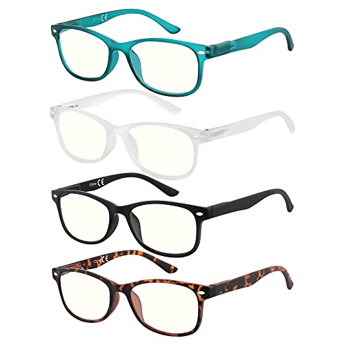 EFE Lesebrille Herren Damen 4er-Pack Anti-blaue Computerbrille mit Federscharnieren Designer Stil Hochwertig Rechteckig ultraleicht Bequem für Anti-Ermüdung Lesehilfe EFE Lesebrille Herren Damen 4er-Pack Anti-blaue Computerbrille mit Federscharnieren Designer Stil Hochwertig Rechteckig ultraleicht Bequem für Anti-Ermüdung Lesehilfe von EFE