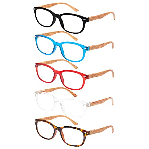 EFE Herren-Lesebrille, 5er-Pack Blaulichtbrille für Männer und Frauen, rechteckiges Design mit Holzmaserung, Anti-Blaulicht gegen UV, Anti-Ermüdung, zum Lesen, PC, Smartphone, TV EFE Herren-Lesebrille, 5er-Pack Blaulichtbrille für Männer und Frauen, rechteckiges Design mit Holzmaserung, Anti-Blaulicht gegen UV, Anti-Ermüdung, zum Lesen, PC, Smartphone, TV von EFE