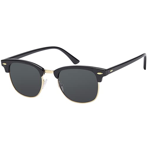 EFE Polarisiert Sonnenbrille Herren Damen Klassische Retro UV400 Schutz Rechteckig Sonnen brille Metallrahmen Autofahren Reisen von EFE
