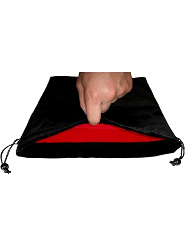 EFENDIZ Große schwarze Samttasche mit Kordelzug, innen rotes Samtfutter, 35,8 x 38,9 cm Tolle Tasche für Geschenke, Make-up, Schmuck, Spielzubehör, Organisation und Aufbewahrung zu Hause oder auf von EFENDIZ