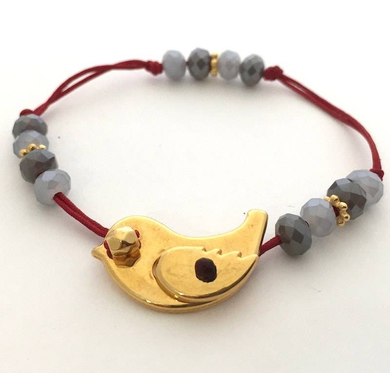 Armbänder Vogel Plattiert Verschluss Vogel, Satin Schnur Mit Kristallperlen Armbänder Vogel Plattiert Verschluss Vogel, Satin Schnur Mit Kristallperlen von EFIstore