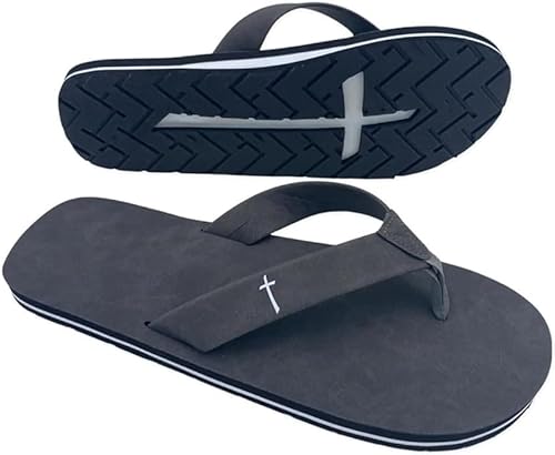 EFLAL Christian Footwear Cross-Bottom-Sandalen, lustige versteckte Cross-Flops, lustiger sportlicher Tanga-Sandalen-Slipper für den Außenbereich, schnell trocknende Herren-Strandsandalen (Gray,10) von EFLAL