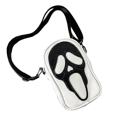 Ghostface Umhängetasche, Gothic Skull Ghostface Umhängetasche, Halloween Ghost Face Mini Umhängetasche, Herren und Damen Casual Phone Wallet (white) von EFLAL