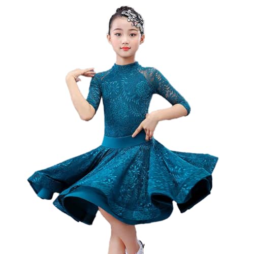 EFLALYHG Blau 2150 Mädchen Latin Kleider Bühne Performance Wettbewerb Tanzkostüme für Tango Cha Cha Salsa National Standard Dance Modern Dance von EFLALYHG