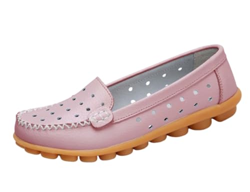EFLALYHG Damen-Loafer aus Leder mit ausgehöhlten bequemen Schuhen runder Spitze lässige Mokassins Wilden Fahrschuhen Flache Schuhe zum Gehen und Bootfahren Übergröße 35–44,Rosa,40 EU EFLALYHG Damen-Loafer aus Leder mit ausgehöhlten bequemen Schuhen runder Spitze lässige Mokassins Wilden Fahrschuhen Flache Schuhe zum Gehen und Bootfahren Übergröße 35–44,Rosa,40 EU von EFLALYHG