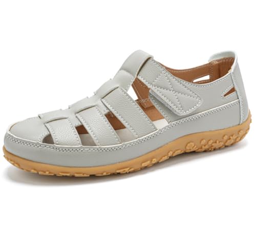 EFLALYHG Flache Damensandalen, Bequeme orthopädische Sportsandalen aus Leder mit geschlossener Spitze Outdoor-Schuhe für Strand und den Sommer,Grau,39 EU EFLALYHG Flache Damensandalen, Bequeme orthopädische Sportsandalen aus Leder mit geschlossener Spitze Outdoor-Schuhe für Strand und den Sommer,Grau,39 EU von EFLALYHG
