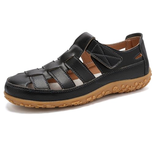 EFLALYHG Flache Damensandalen, Bequeme orthopädische Sportsandalen aus Leder mit geschlossener Spitze Outdoor-Schuhe für Strand und den Sommer,Schwarz,42 EU EFLALYHG Flache Damensandalen, Bequeme orthopädische Sportsandalen aus Leder mit geschlossener Spitze Outdoor-Schuhe für Strand und den Sommer,Schwarz,42 EU von EFLALYHG