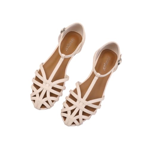 EFLALYHG Flache Sandalen für Damen, geschlossene Zehenpartie bequemer Knöchelriemen Riemchen-Römerschuhe lässig, elegant Sommer-Gladiator-Sandalen,Beige,43 EU EFLALYHG Flache Sandalen für Damen, geschlossene Zehenpartie bequemer Knöchelriemen Riemchen-Römerschuhe lässig, elegant Sommer-Gladiator-Sandalen,Beige,43 EU von EFLALYHG