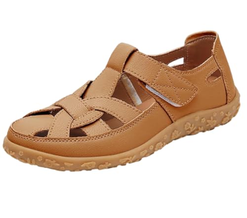 EFLALYHG Orthopädische Sandalen aus Leder für Damen, rutschfeste, lässige Römersandalen, lässige Gladiator-Schuhe für den Sommer mit Hohlloch Urlaub Strand,Light Brown,36 EU EFLALYHG Orthopädische Sandalen aus Leder für Damen, rutschfeste, lässige Römersandalen, lässige Gladiator-Schuhe für den Sommer mit Hohlloch Urlaub Strand,Light Brown,36 EU von EFLALYHG