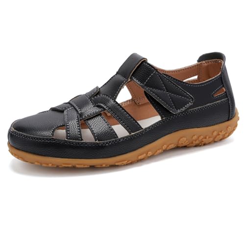 EFLALYHG Orthopädische Sandalen für Damen, rutschfeste, lässige Römerschuhe, geschlossene Zehenpartie für den Sommer Wander Sport-und Strandsandalen,Schwarz,39 EU von EFLALYHG