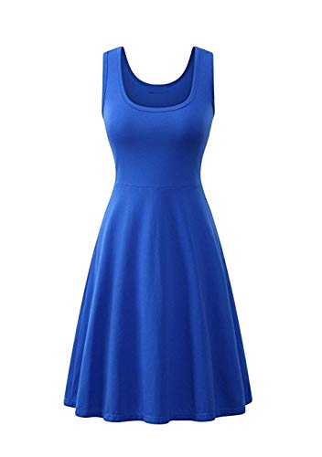 EFOFEI Damen A Line Kleid Plus Size Kleid Schlichtes Kleid Königsblau 2XL von EFOFEI