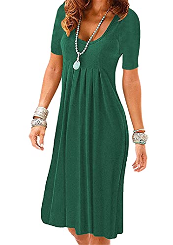 EFOFEI Damen Boho Strandkleid Schicke Sommerkleider Casual Sommerkleid Faltenrock Lässige Strandkleid Grün 3XL von EFOFEI