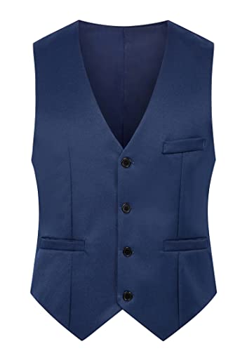 EFOFEI Herren Slim Fit Weste mit Schnürung Weste für Business Hochzeiten Tweed V-Ausschnitt Vintage Weste Königsblau M von EFOFEI