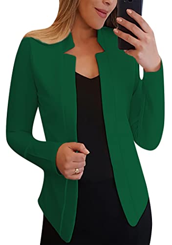 EFOFEI Damen Casual Arbeitsblazer Leichte Bürojacke Einfache Strickjacke Anzug Slim Business Cardigan Grün L von EFOFEI