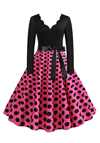 EFOFEI Damen Weihnachten Druck Partykleid Valentinstag Spitze Kleid Druck Abend Party Kleid Rosa S von EFOFEI