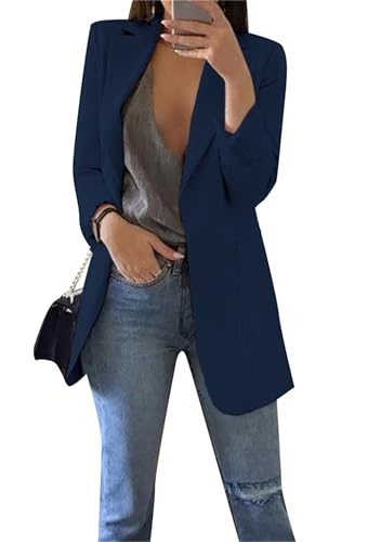 EFOFEI Damen Dating Geschenk Anzug All Match Mode Anzug Mittellanger Dünner Blazer Neue Frühlings Kurz Mantel Navy Blau XXL von EFOFEI