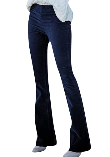 EFOFEI Damen Einfarbig Mit Stretch Skinny Micro Hosen Vintage Leggings Mit Taschen Marineblau L von EFOFEI
