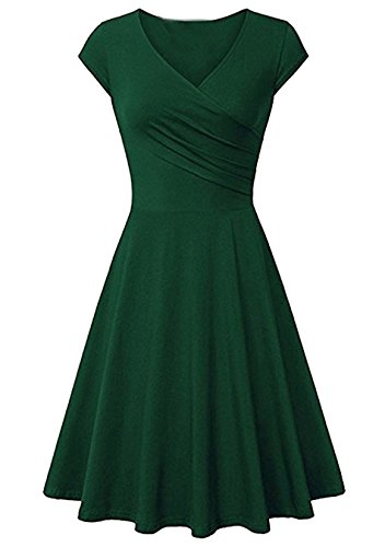 EFOFEI Damen Elegantes Party Kleid Midi Lässige Kleid Swing Sommer Kleid grün L von EFOFEI