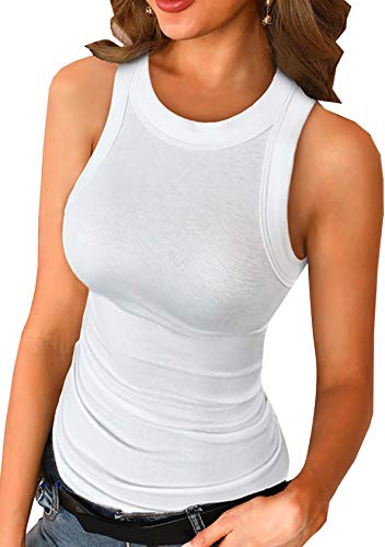 EFOFEI Damen Enges Knopf Weste Vest Sexy Crop Top Elegant Sommer Strickshirts Einfarbig Weste Top Weiß S von EFOFEI