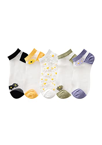 EFOFEI Damen Floral Lace Fishnet Socks Weiche Und Atmungsaktive Socken Casual Comfort Low Cut Söckchen von EFOFEI