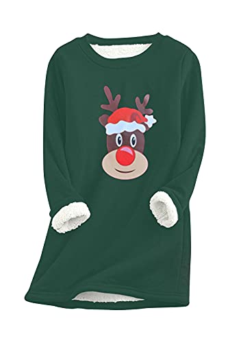 EFOFEI Damen Freizeit-Oberteile Für Zuhauseweihnachtspullover Als Geschenkwarmes Und Bequemes Sweatshirt Grün XL von EFOFEI