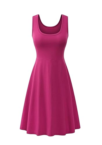 EFOFEI Damen Freizeitkleid Midi Kleid Lässig Ärmelloses Kleid Rose M von EFOFEI