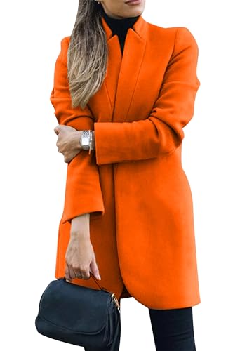 EFOFEI Damen Größen Loose Outwear Trenchcoat Formal Suit Jacket Casual Business Blazer Coat Warm Damen Mantel Orange XL von EFOFEI