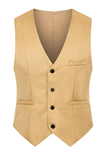 EFOFEI Damen Groomman Casual Anzug Westen für Hochzeit Klassischer Stil Mantel Slim Casual V-Neck Vest Khaki M von EFOFEI