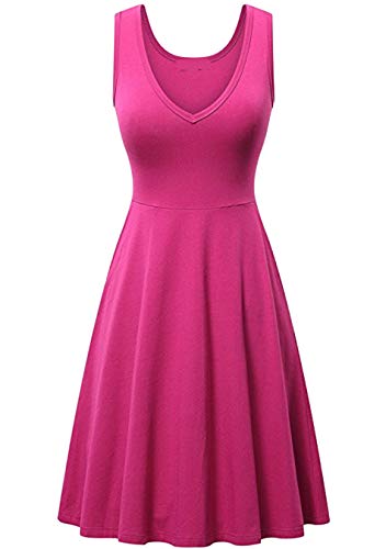 EFOFEI Damen High Waist Strandspaziergang Kleid V Ausschnitt Freizeitkleid Freizeitkleid Rose S von EFOFEI