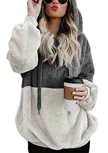 EFOFEI Damen Hoodie Pullover Teddy-Fleece Mantel Herbst Winter Warm Oberteil Kapuzenpullover Modischer Warmer Herbst Winter Pullover Mehrfarbig M von EFOFEI