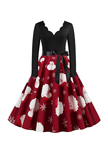 EFOFEI Damen Kleider Rockabilly Kleid Elegante Kleider Lange Frauen Sommer Festliche Damenkleider Ärmellose Abend Party Prom Swing Dress rot 3XL von EFOFEI