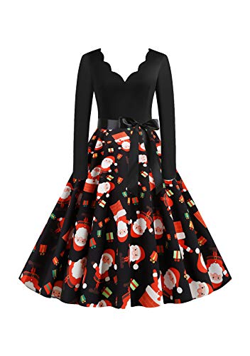 EFOFEI Damen Kleider Rockabilly Kleid Elegante Lange Kleider Frauen Sommer Festliche Knielang Vintage Bodycon Ärmellose Kleid Schwarz M von EFOFEI