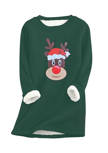 EFOFEI Damen Kleidung Für Die Weihnachtsfeieroberteil Mit Elch Printurlaubs Sweatshirt Grün 3XL von EFOFEI